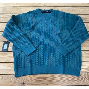 NWT Parrish LA Cable Knit Sweater Large Men’s Green Pullover Ribbed Trim $185